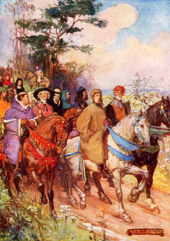 Chaucers pilgrimme, ledet af ham selv af Joseph Ratcliffe Skelton