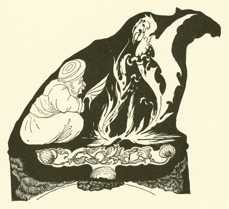 Djinnen startede magien, der bragte humpen til kamelen (gravering) af Joseph Rudyard (after) Kipling
