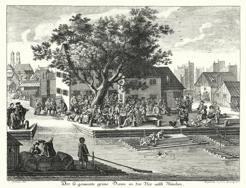 Kroen Gruene Baum (Green Tree) nær München (gravering) af Joseph Stephan