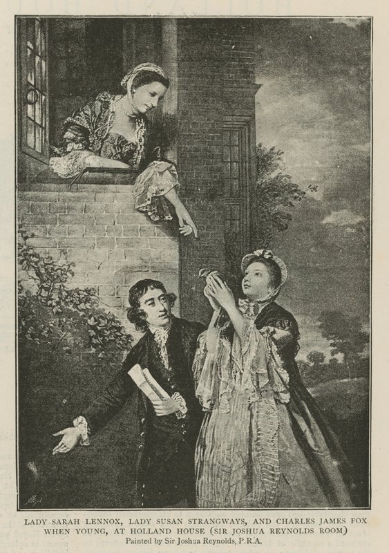 Lady Sarah Lennox, Lady Susan Strangways og Charles James Fox, da de var unge, i Holland House af Joshua Reynolds