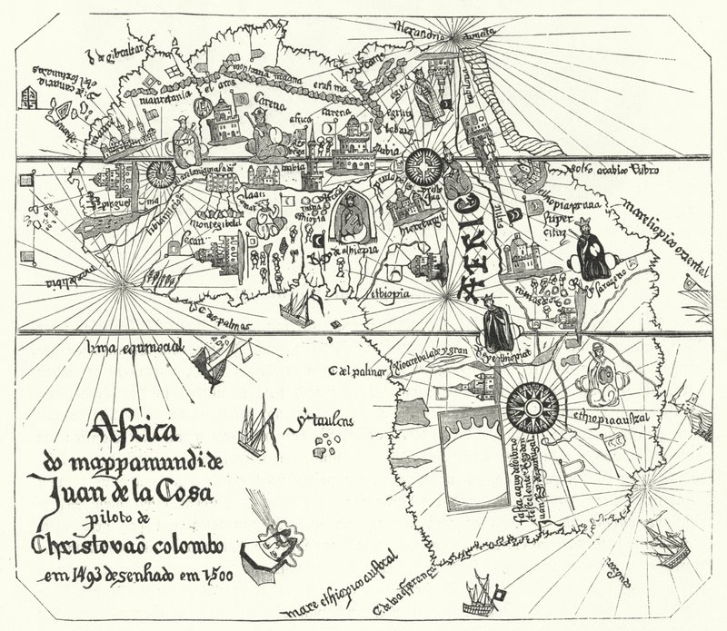 Afrika, fra Juan de la Cosas verdenskort fra 1500 (gravering) af Juan de la (after) Cosa