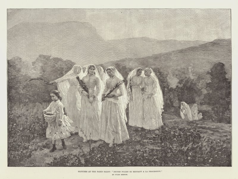 Billeder på Paris Salon, Unge piger, der går til La Procession af Jules Breton