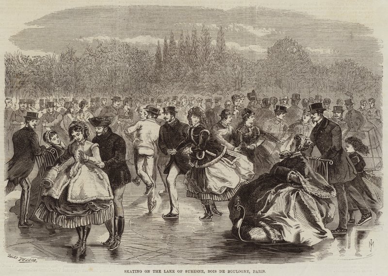 Skøjteløb på Suresne-søen, Bois de Boulogne, Paris af Jules Pelcoq