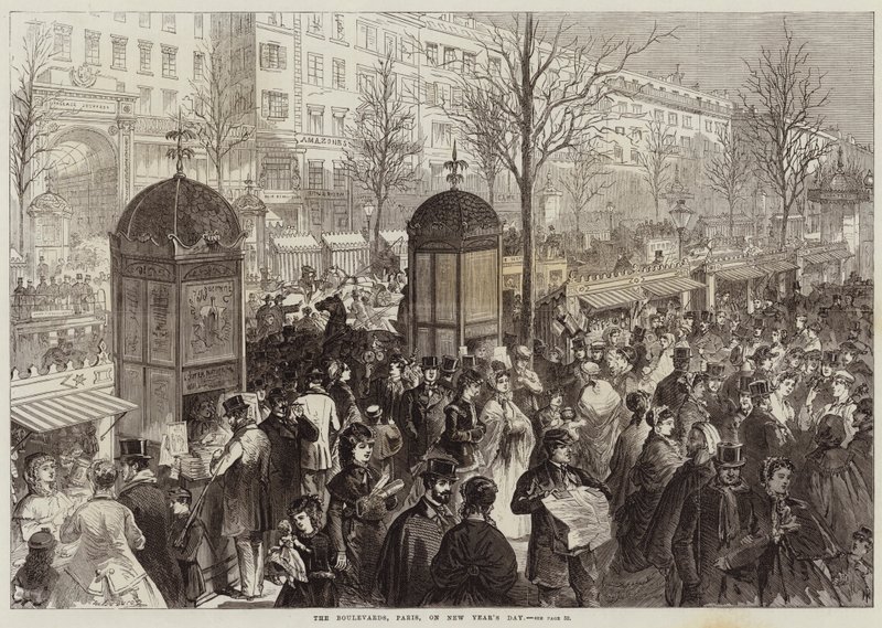 Boulevards, Paris, nytårsdag af Jules Pelcoq