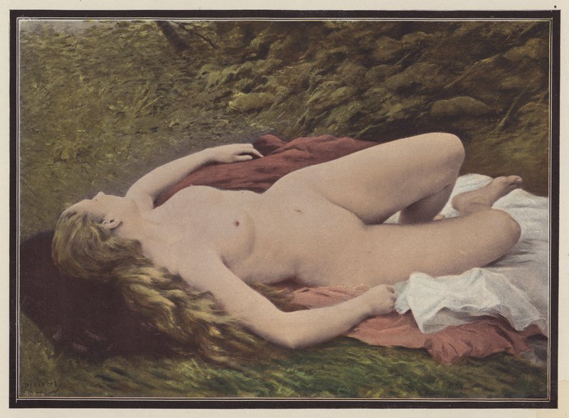 Siestaen (farve litho) af Jules (after) Scalbert