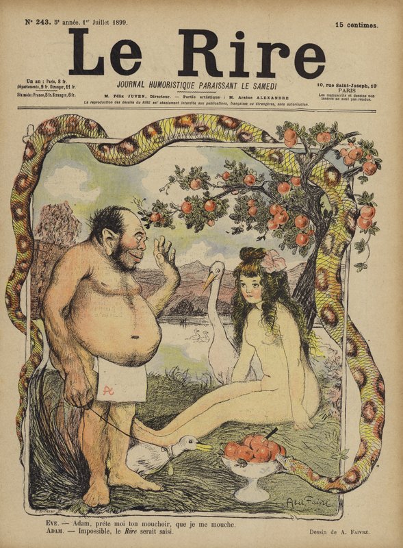 Adam og Eva, Illustration til Le Rire af Jules Abel Faivre