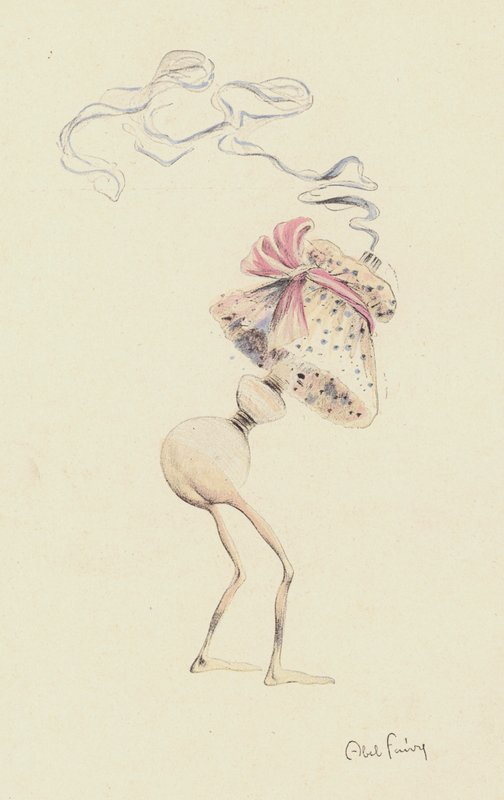 Figur, der muligvis repræsenterer en parfumeflaske (farve litho) af Jules Abel Faivre