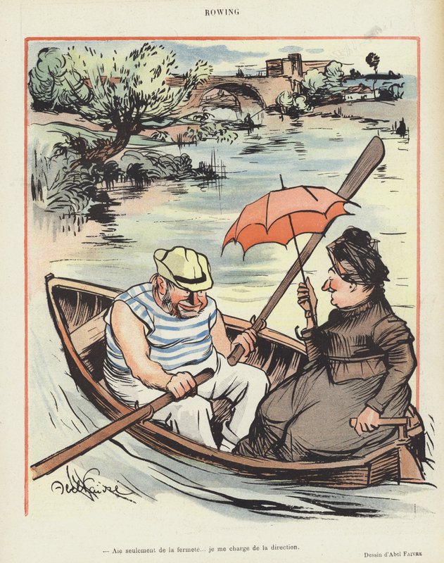 Roning. Illustration til Le Rire af Jules Abel Faivre