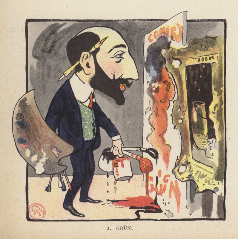Selvportræt af den franske maler og illustrator Jean-Alexandre Grun (farve litho) af Jules Alexandre Gruen or Grun
