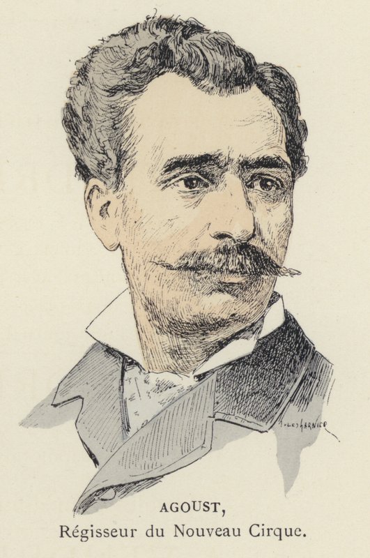 Agoust, leder af New Circus (farve litho) af Jules Arsene (after) Garnier