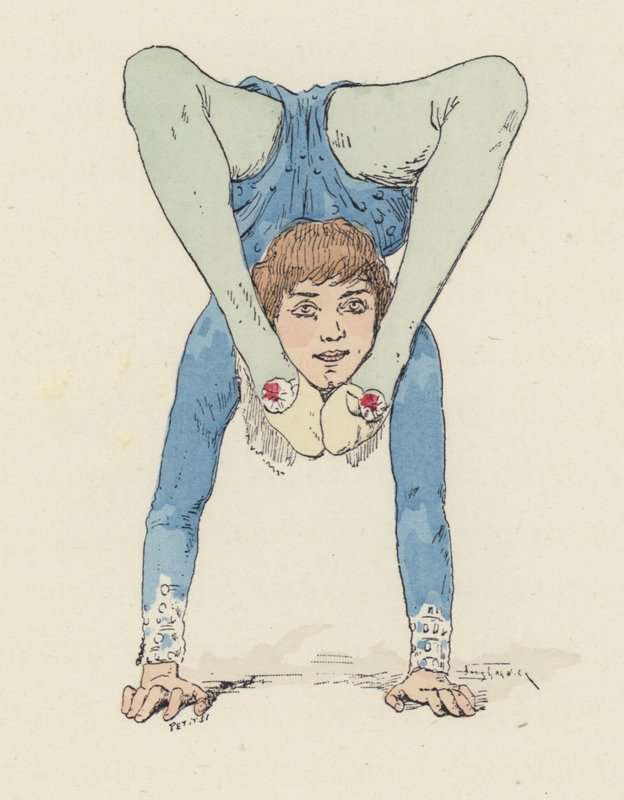 Kvindelig gymnast (farve litho) af Jules Arsene (after) Garnier