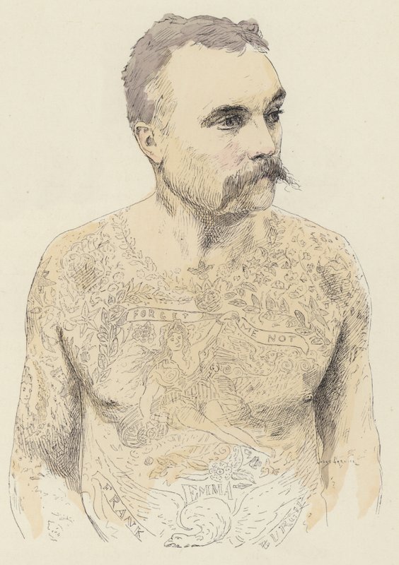 Tatoveringer (farve litho) af Jules Arsene (after) Garnier