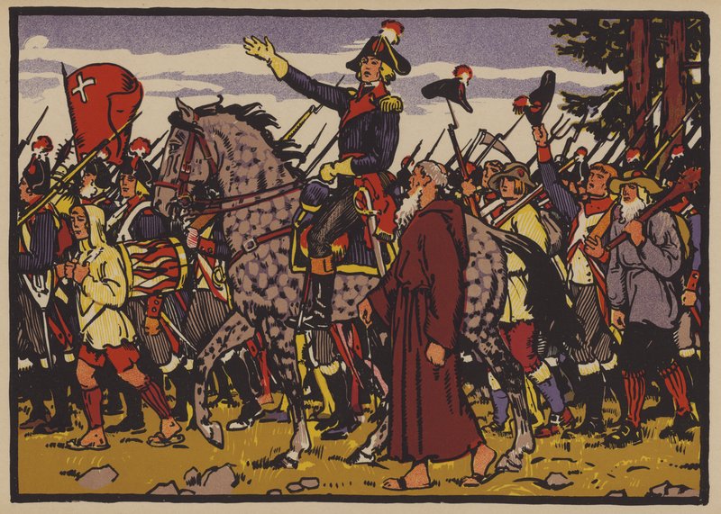 Alois von Reding og Schwyz modstand mod den helvetiske republik påtvunget af det revolutionære Frankrig af Jules Courvoisier
