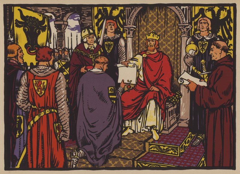 Den hellige romerske kejser Henrik VII giver kejserlig umiddelbarhed til kantonen Uri af Jules Courvoisier