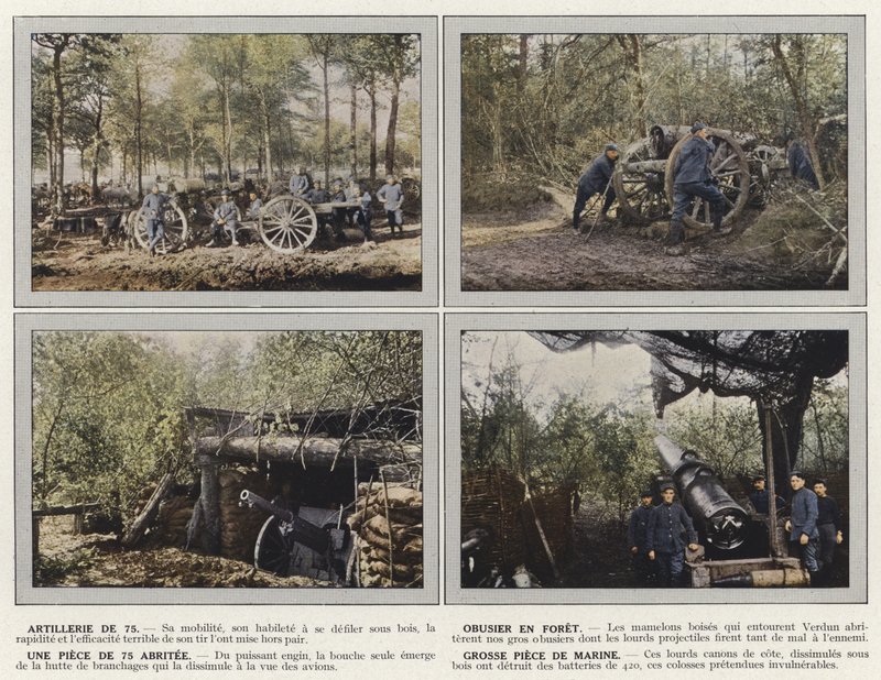 75 mm artilleri, haubits i øvelse, et 75 mm beskyttet stykke, stort marine stykke af Jules Gervais Courtellemont