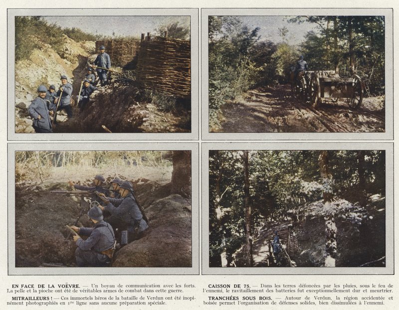 Foran Voevre, Caisson of 75, Machineguns, Tranchees sous Bois af Jules Gervais Courtellemont