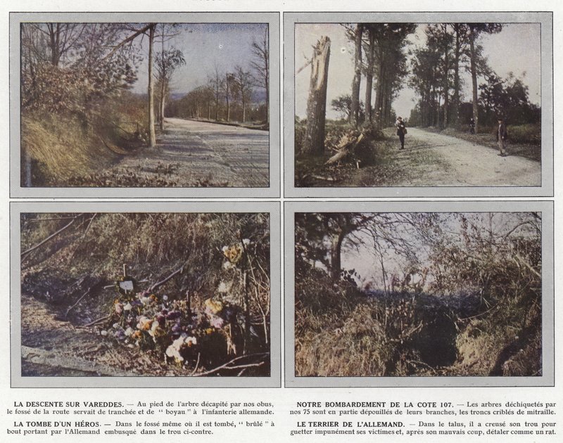 Nedstigningen på Vareddes, Vores bombning af Hill 107, Graven af ​​en helt, Den tyske hule af Jules Gervais Courtellemont