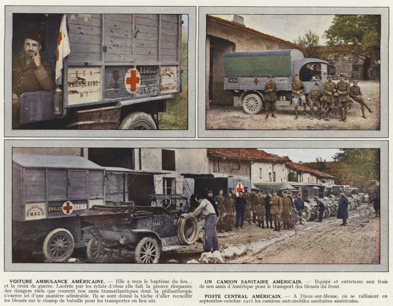 American Ambulance Car, American Sanitary Truck, American Central Post af Jules Gervais Courtellemont