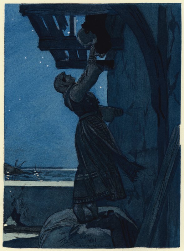 Illustration til Casanovas erindringer (farvelitografi) af Jules Marie Auguste Leroux