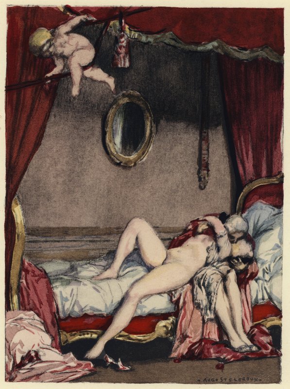 Illustration til Casanovas erindringer (farvelitografi) af Jules Marie Auguste Leroux