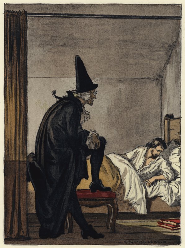 Illustration til Casanovas erindringer (farvelitografi) af Jules Marie Auguste Leroux