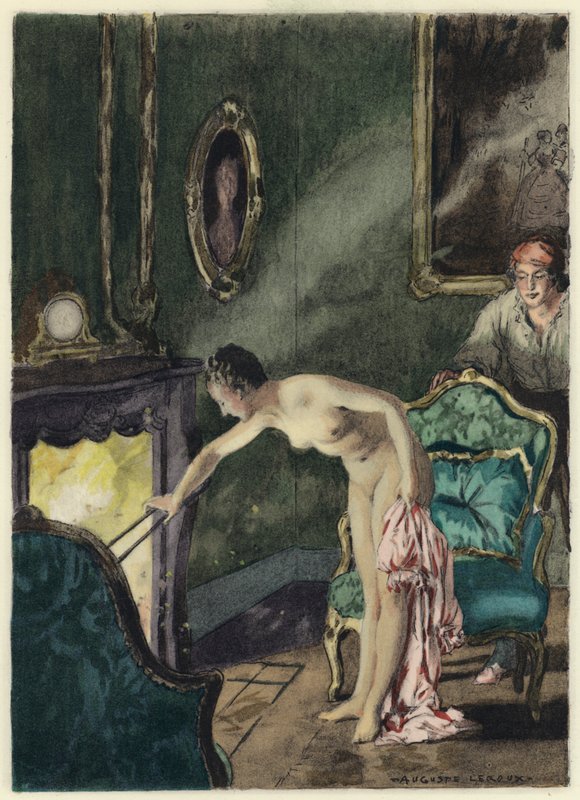 Illustration til Casanovas erindringer (farvelitografi) af Jules Marie Auguste Leroux