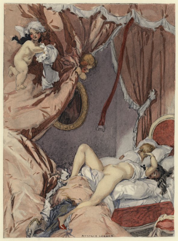 Illustration til Casanovas erindringer (farvelitografi) af Jules Marie Auguste Leroux