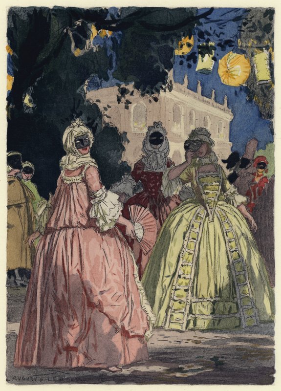 Illustration til Casanovas erindringer (farvelitografi) af Jules Marie Auguste Leroux