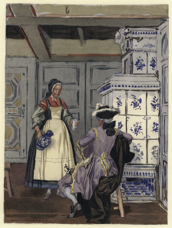 Illustration til Casanovas erindringer (farvelitografi) af Jules Marie Auguste Leroux