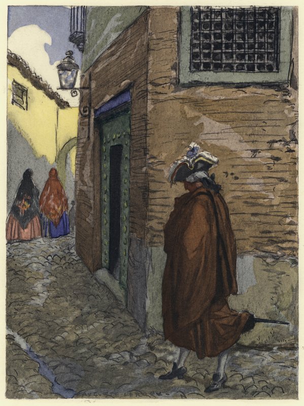 Illustration til Casanovas erindringer (farvelitografi) af Jules Marie Auguste Leroux
