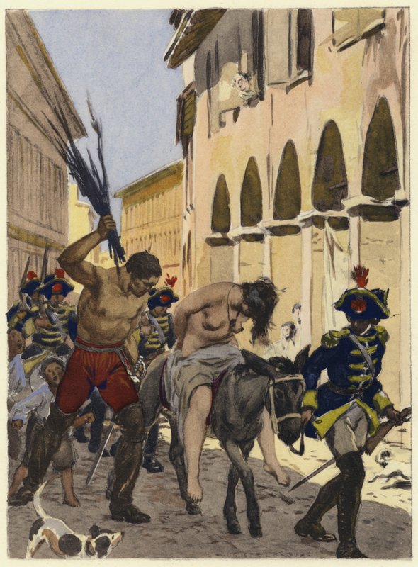 Illustration til Casanovas erindringer (farvelitografi) af Jules Marie Auguste Leroux
