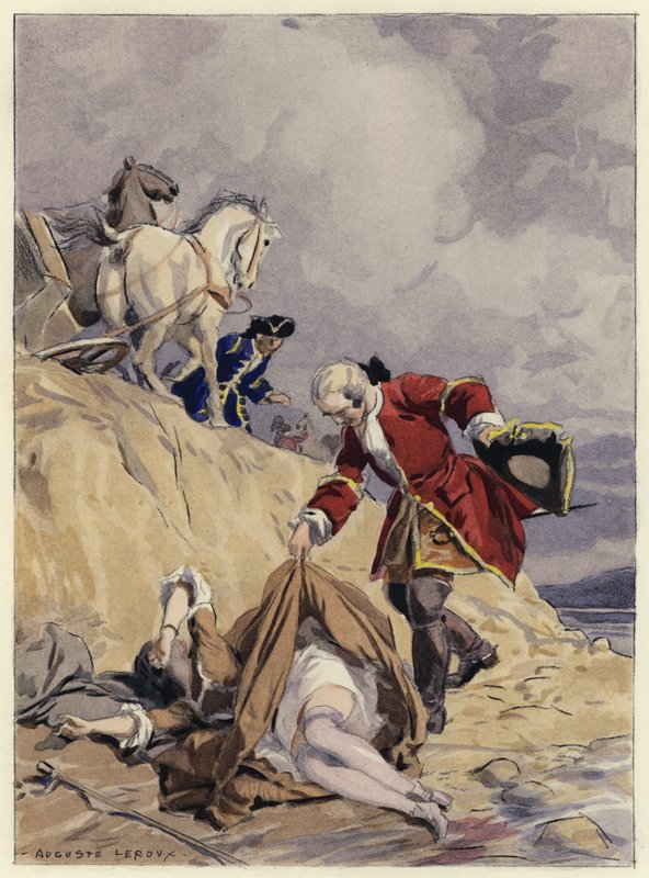 Illustration til Casanovas erindringer (farvelitografi) af Jules Marie Auguste Leroux