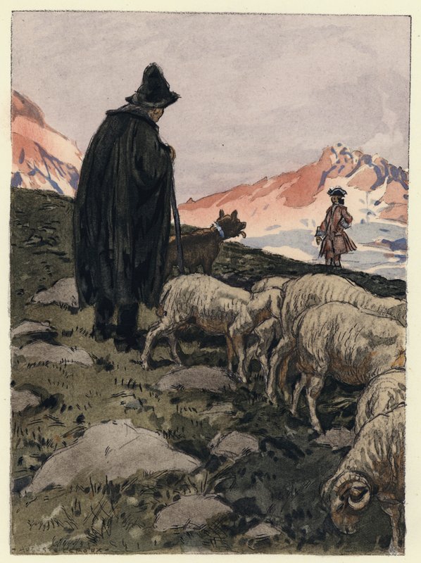 Illustration til Casanovas erindringer (farvelitografi) af Jules Marie Auguste Leroux