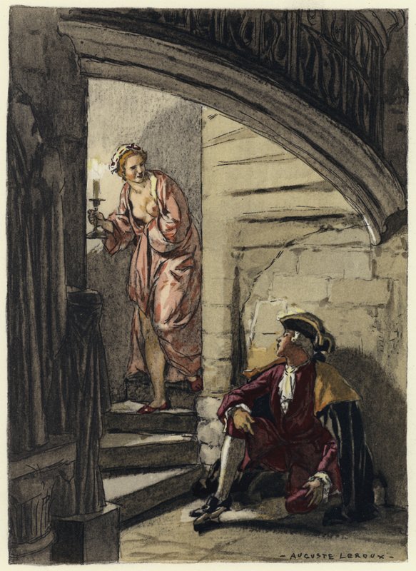 Illustration til Casanovas erindringer (farvelitografi) af Jules Marie Auguste Leroux
