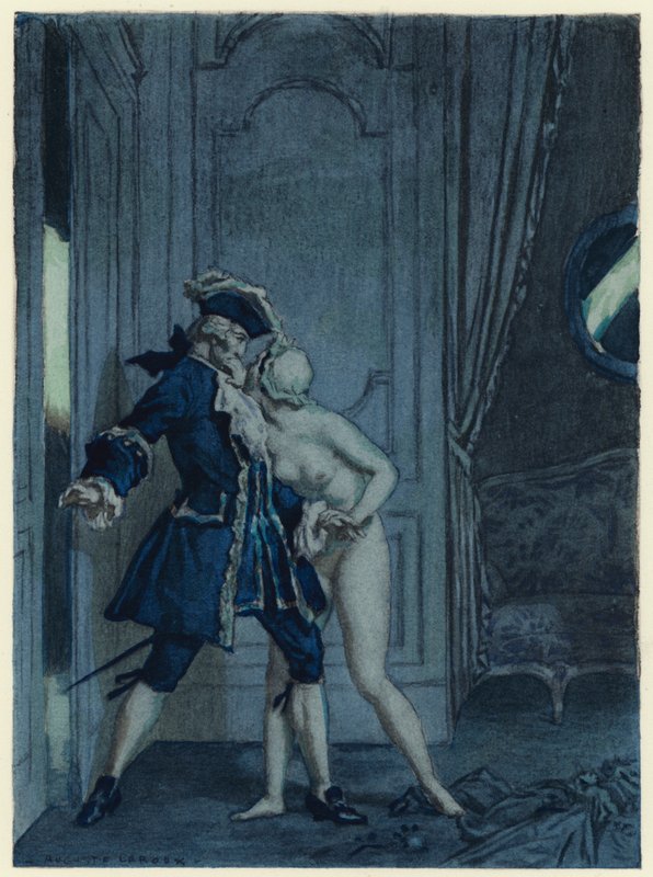 Illustration til Casanovas erindringer (farvelitografi) af Jules Marie Auguste Leroux