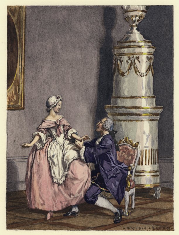 Illustration til Casanovas erindringer (farvelitografi) af Jules Marie Auguste Leroux