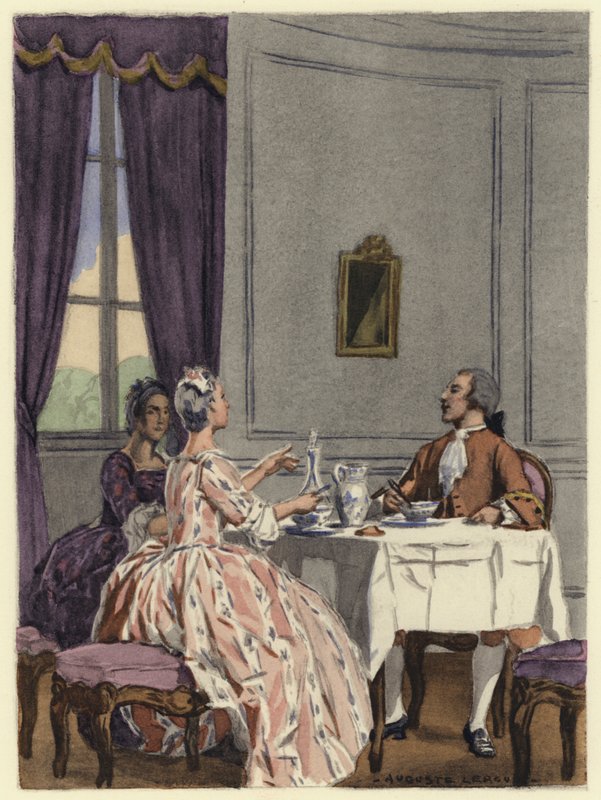 Illustration til Casanovas erindringer (farvelitografi) af Jules Marie Auguste Leroux