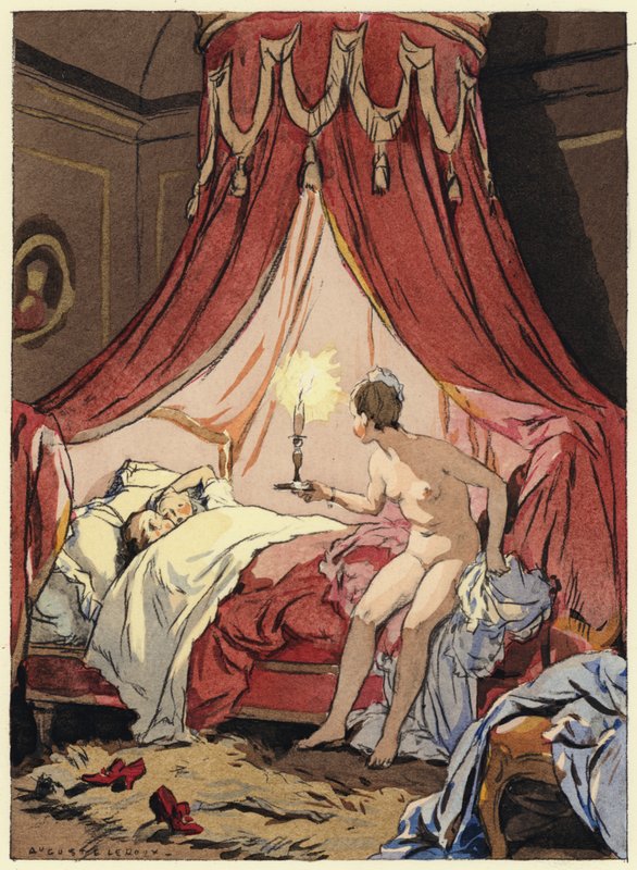 Illustration til Casanovas erindringer (farvelitografi) af Jules Marie Auguste Leroux