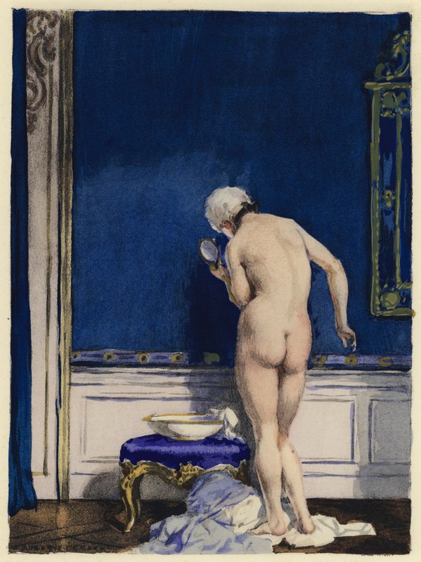 Illustration til Casanovas erindringer (farvelitografi) af Jules Marie Auguste Leroux