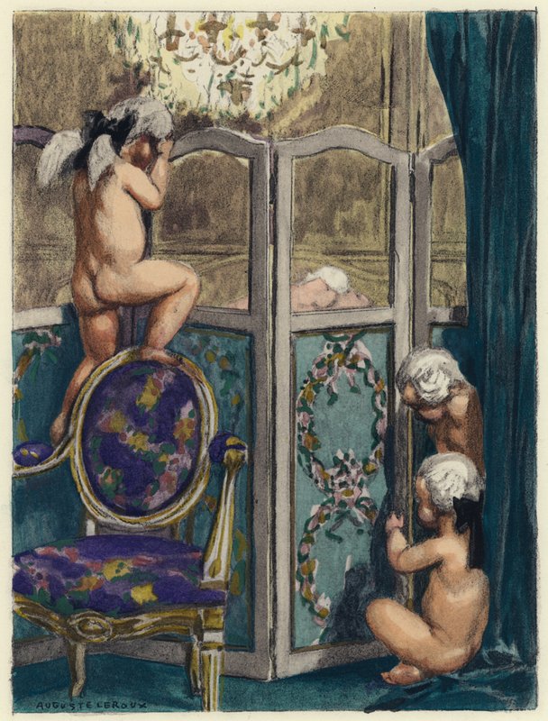 Illustration til Casanovas erindringer (farvelitografi) af Jules Marie Auguste Leroux