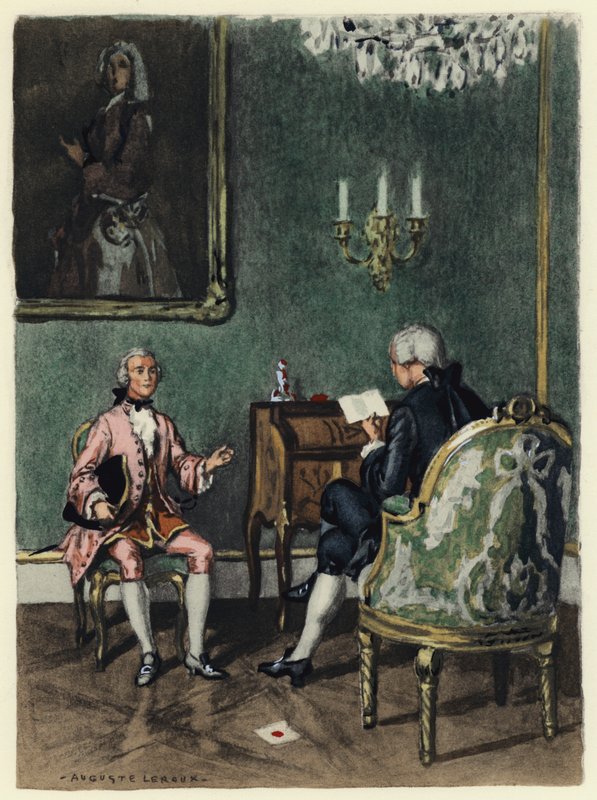 Illustration til Casanovas erindringer (farvelitografi) af Jules Marie Auguste Leroux