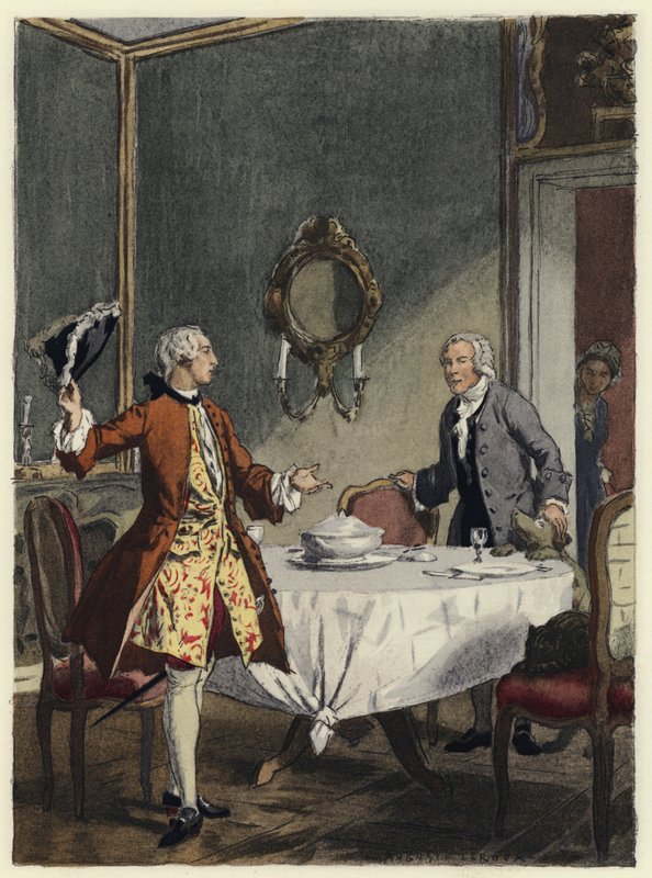 Illustration til Casanovas erindringer (farvelitografi) af Jules Marie Auguste Leroux
