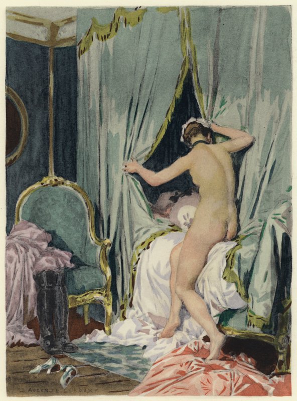 Illustration til Casanovas erindringer (farvelitografi) af Jules Marie Auguste Leroux