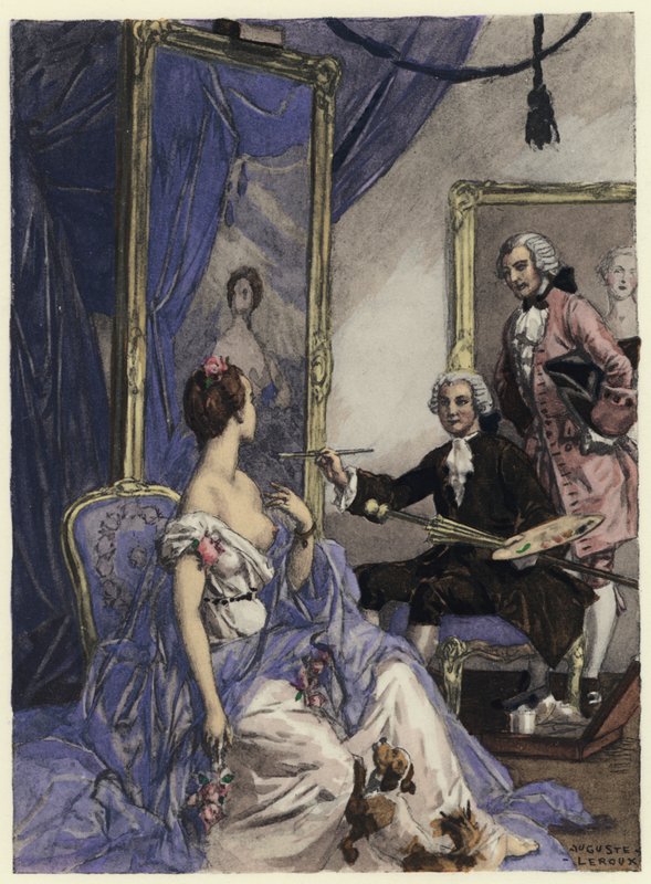 Illustration til Casanovas erindringer (farvelitografi) af Jules Marie Auguste Leroux