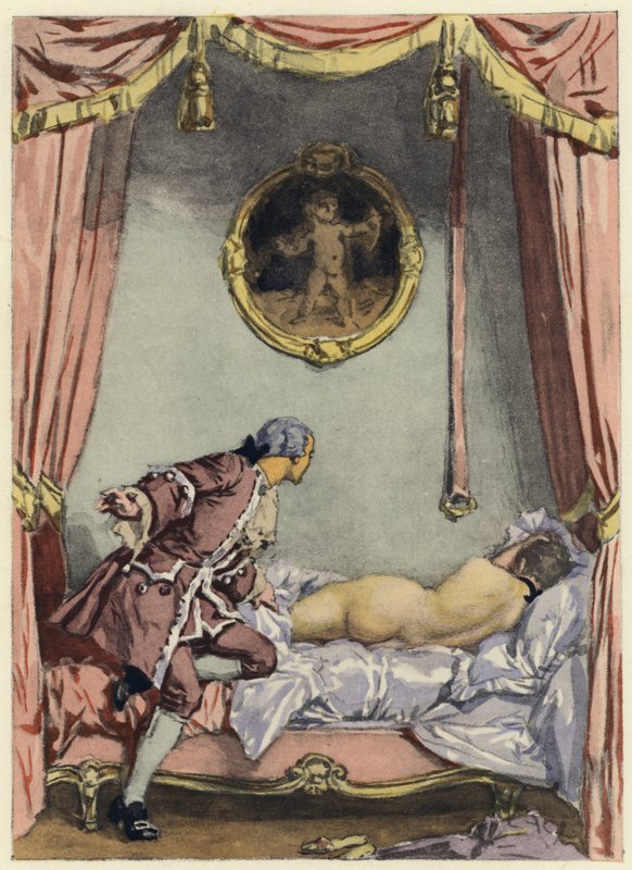 Illustration til Casanovas erindringer (farvelitografi) af Jules Marie Auguste Leroux