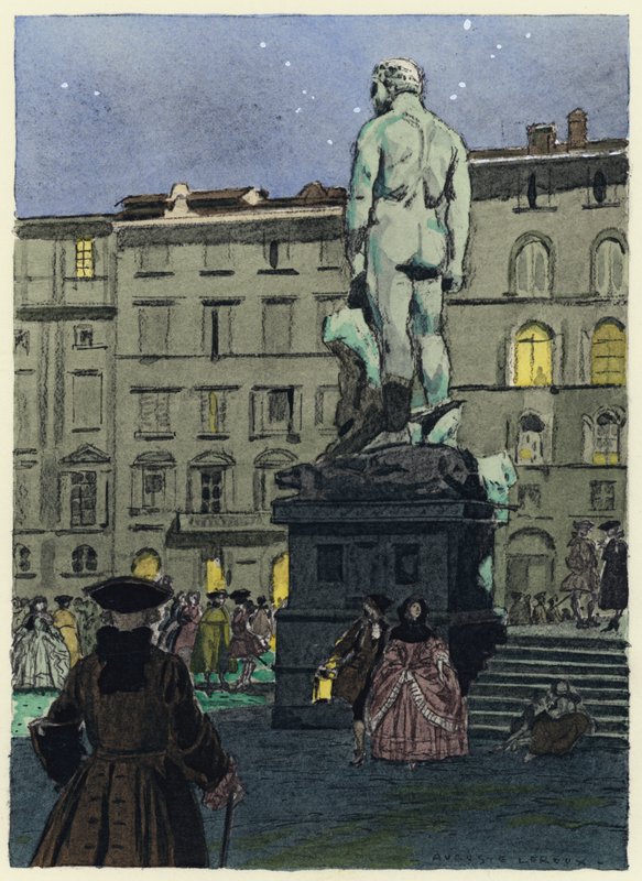 Illustration til Casanovas erindringer (farvelitografi) af Jules Marie Auguste Leroux