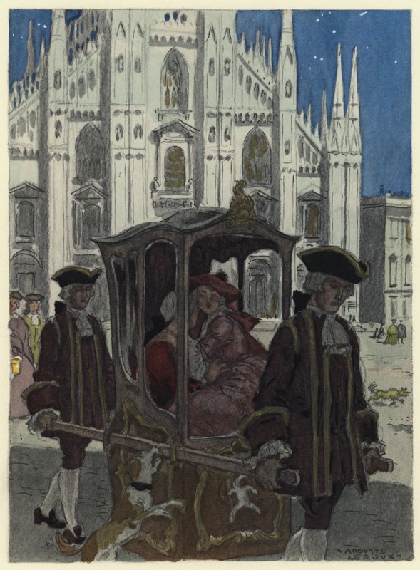 Illustration til Casanovas erindringer (farvelitografi) af Jules Marie Auguste Leroux