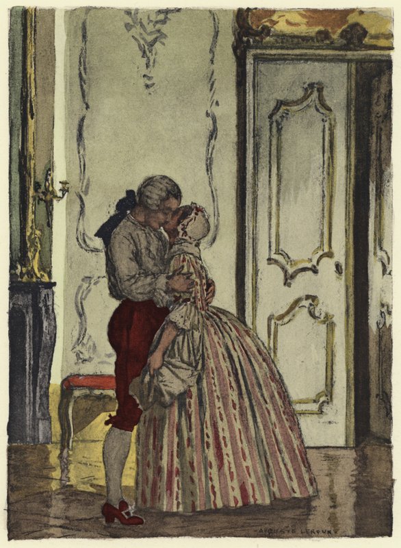 Illustration til Casanovas erindringer (farvelitografi) af Jules Marie Auguste Leroux