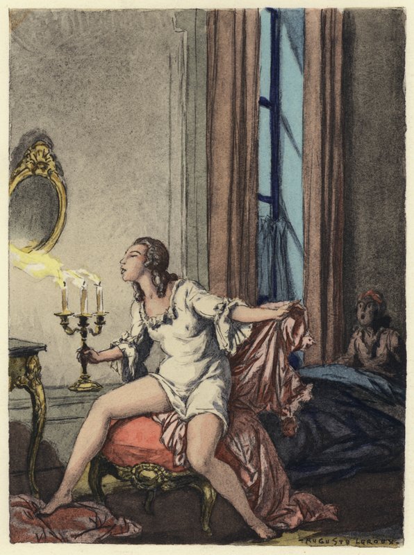 Illustration til Casanovas erindringer (farvelitografi) af Jules Marie Auguste Leroux