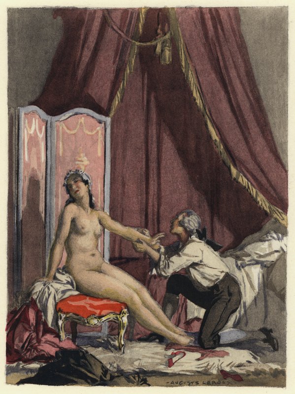 Illustration til Casanovas erindringer (farvelitografi) af Jules Marie Auguste Leroux